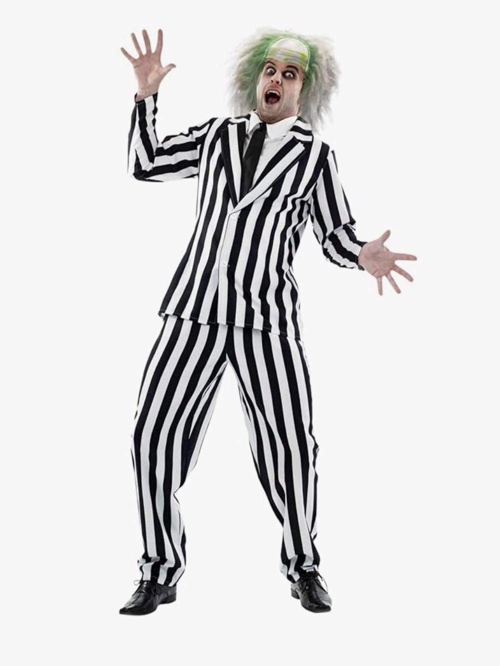 Striped Black and White Beetlejuice-Inspired Costume
